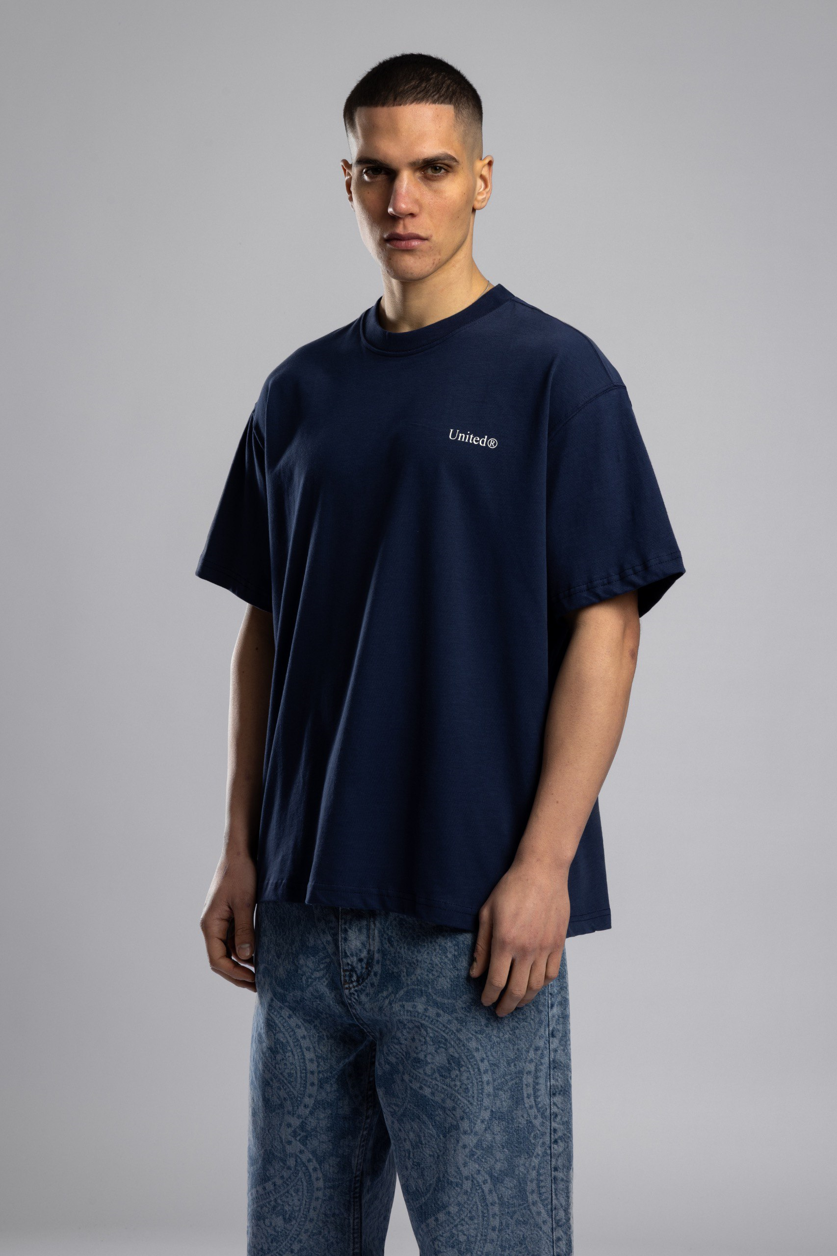 Wholesale Men's Navy Printed T-shirt 1503W26-MRT-26009
