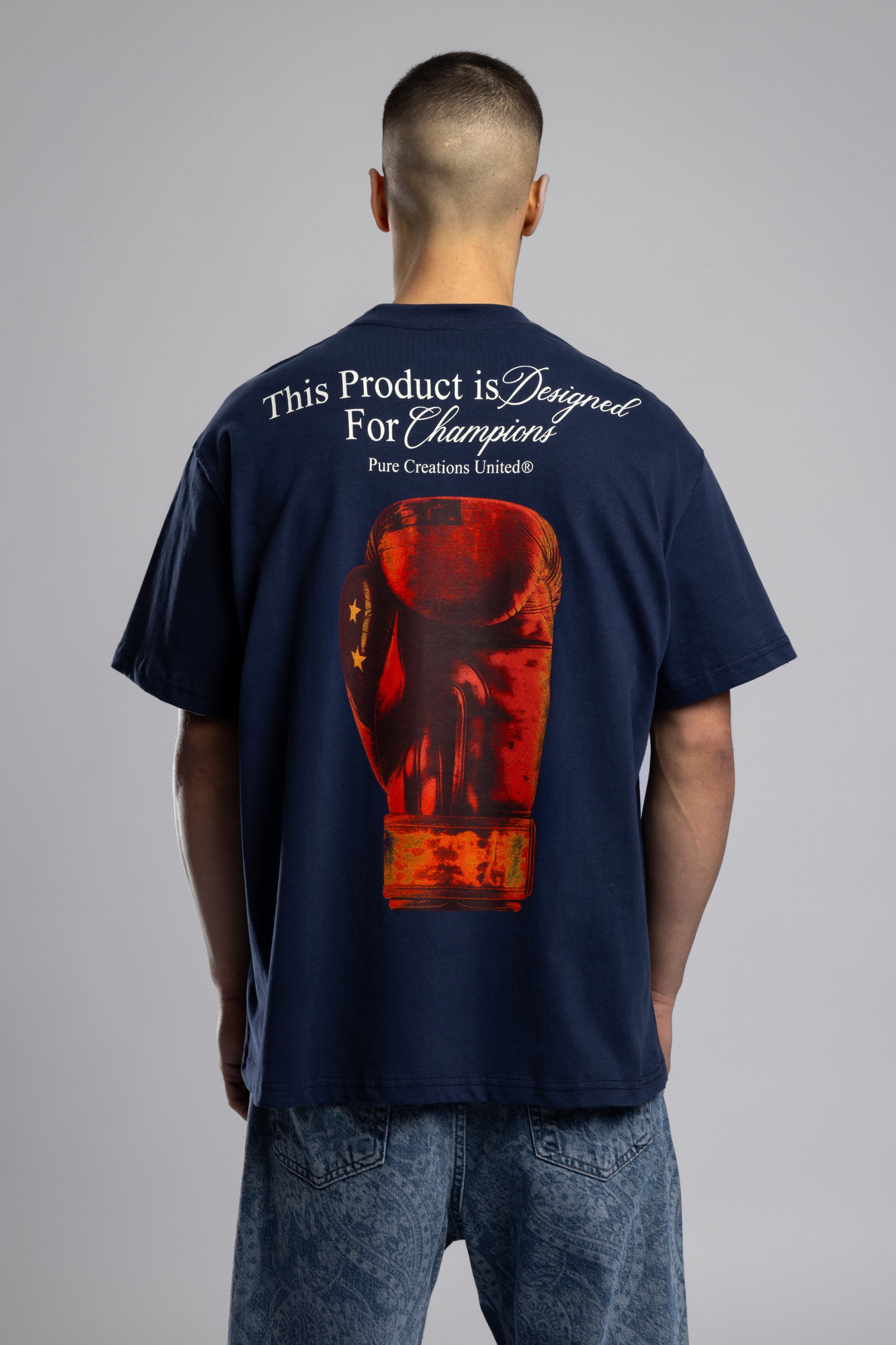 Wholesale Men's Navy Printed T-shirt 1503W26-MRT-26009