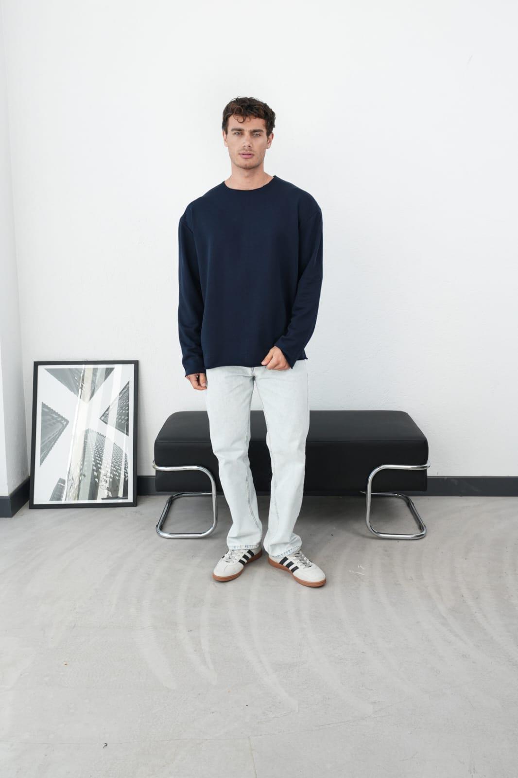 Wholesale Men's Navy Sweatshirt 1601FW26-2617