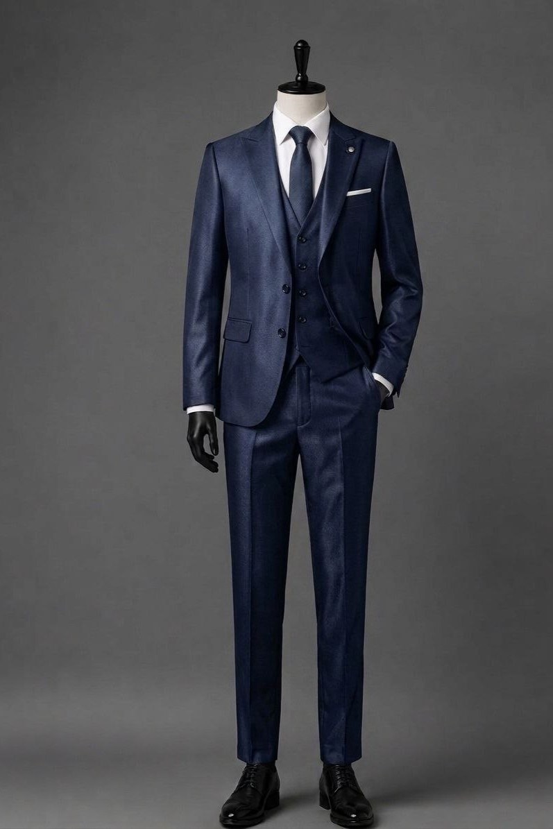 Wholesale Men's Navy Three-Piece Suit 1701-111