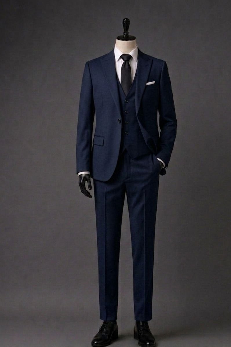 Wholesale Men's Navy Three-Piece Suit 1701-113