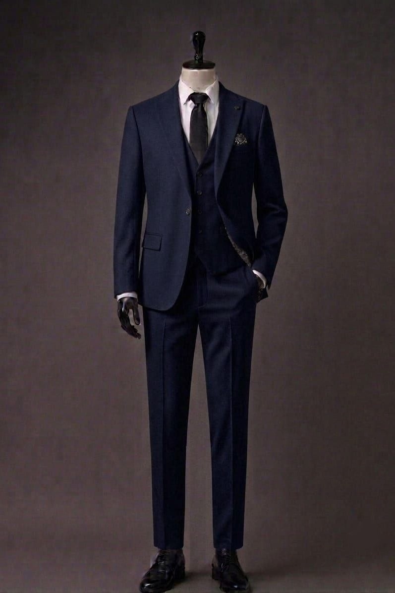 Wholesale Men's Navy Three-Piece Suit 1701-114