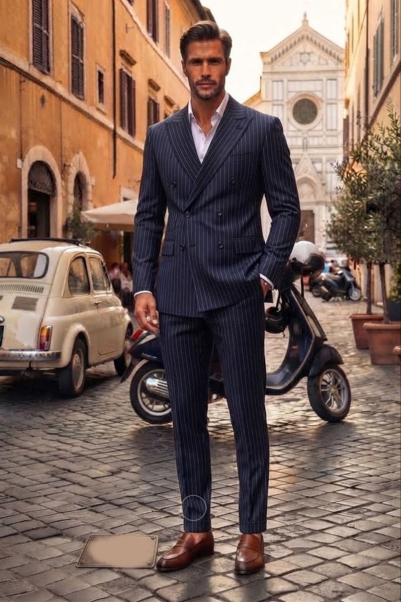 Wholesale Men's Navy Two-Piece Suit 1701-137