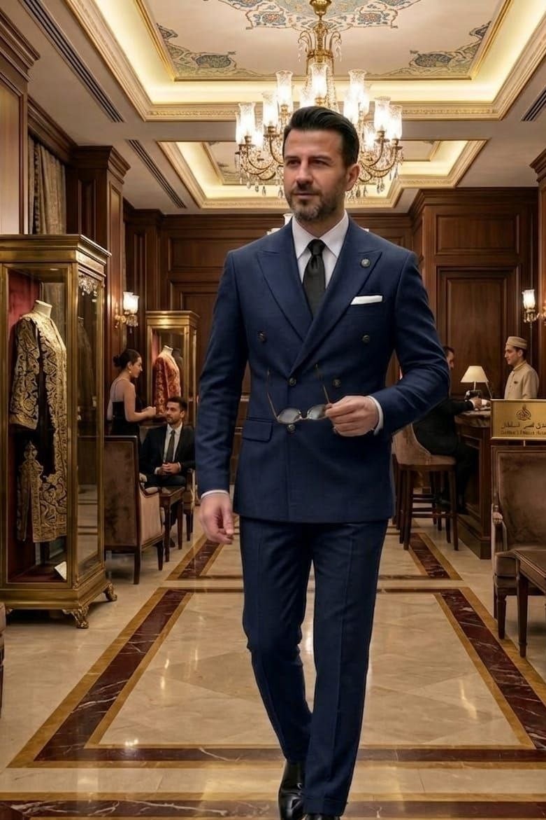 Wholesale Men's Navy Two-Piece Suit 1701-129