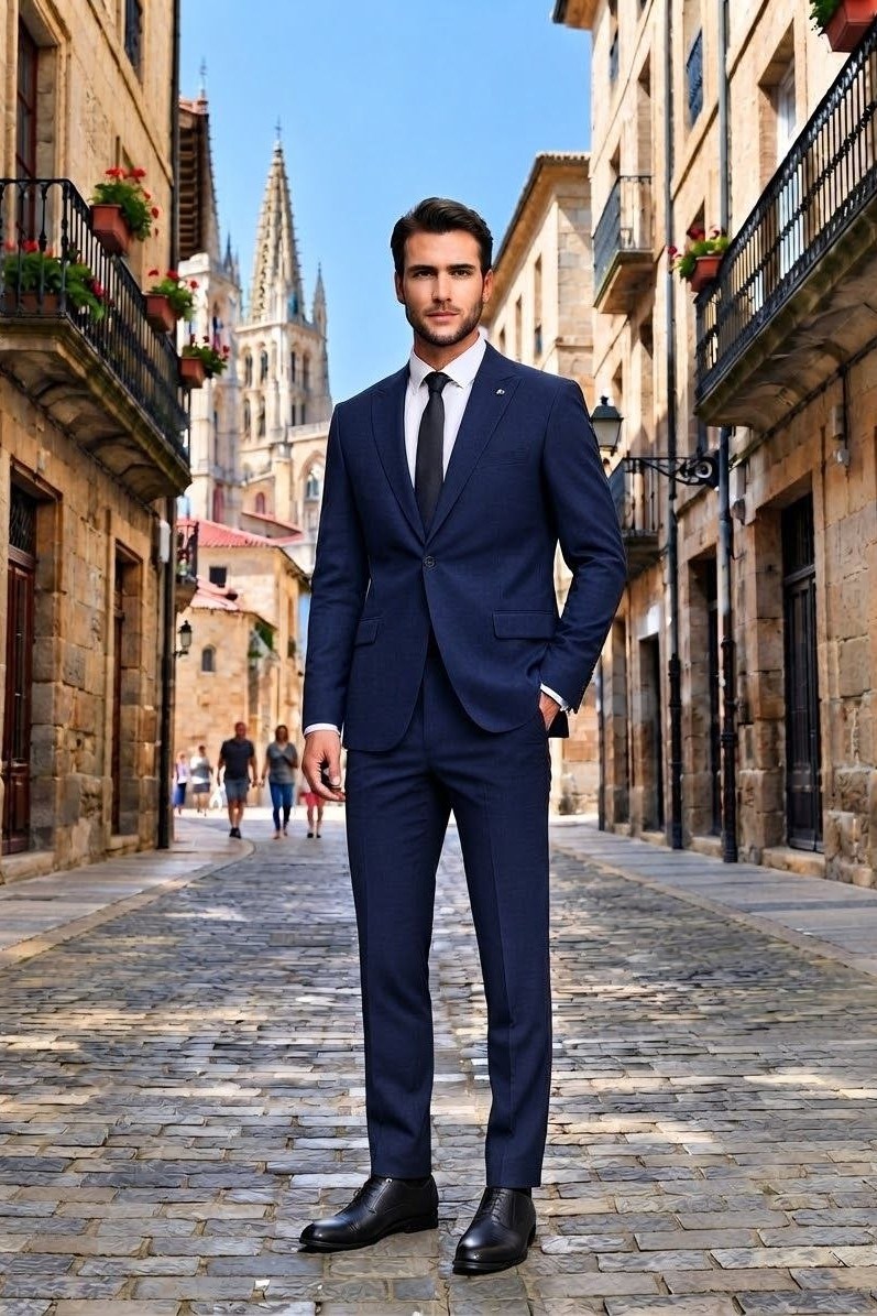 Wholesale Men's Navy Two-Piece Suit 1701-136