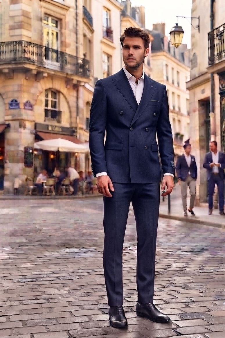 Wholesale Men's Navy Two-Piece Suit 1701-132