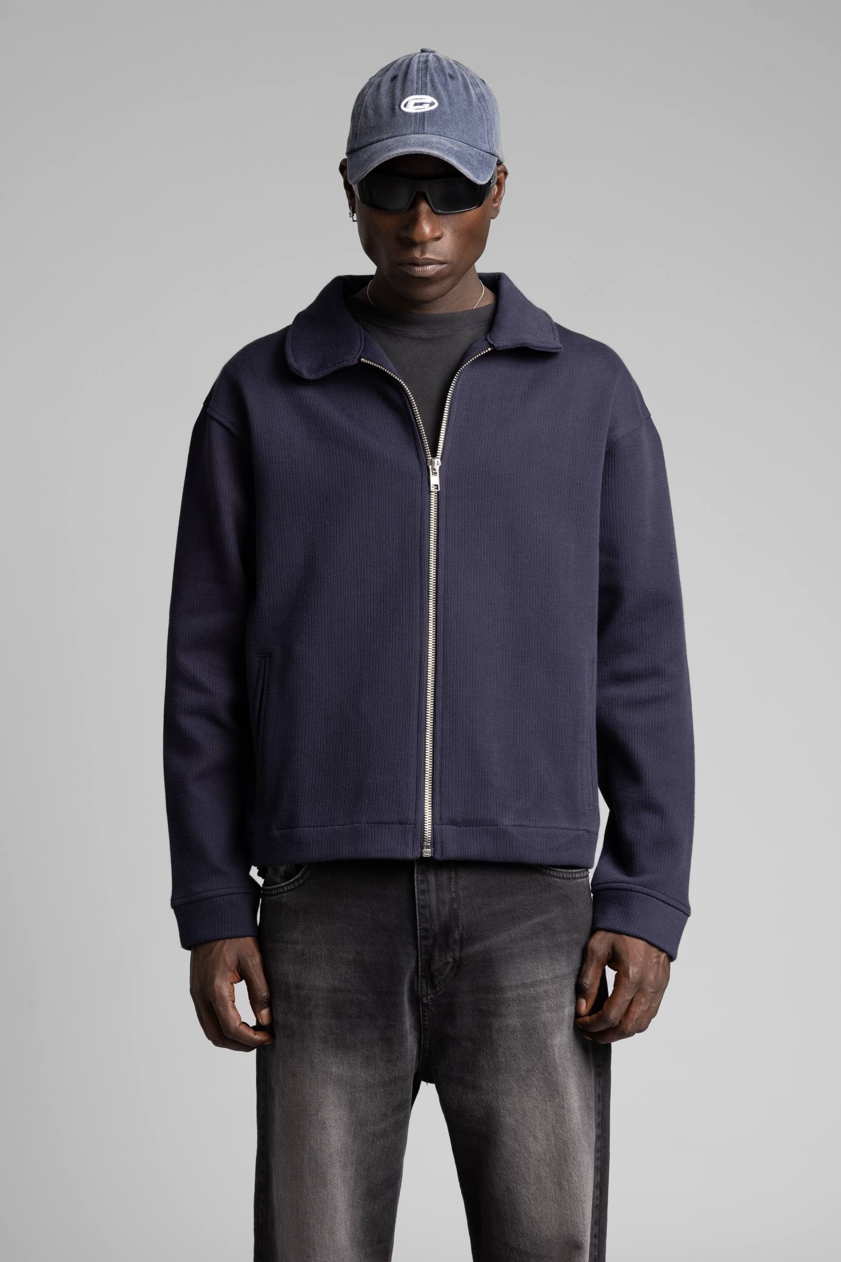Wholesale Men's Navy Zip Sweatshirt  1503FW27-MRT-4627