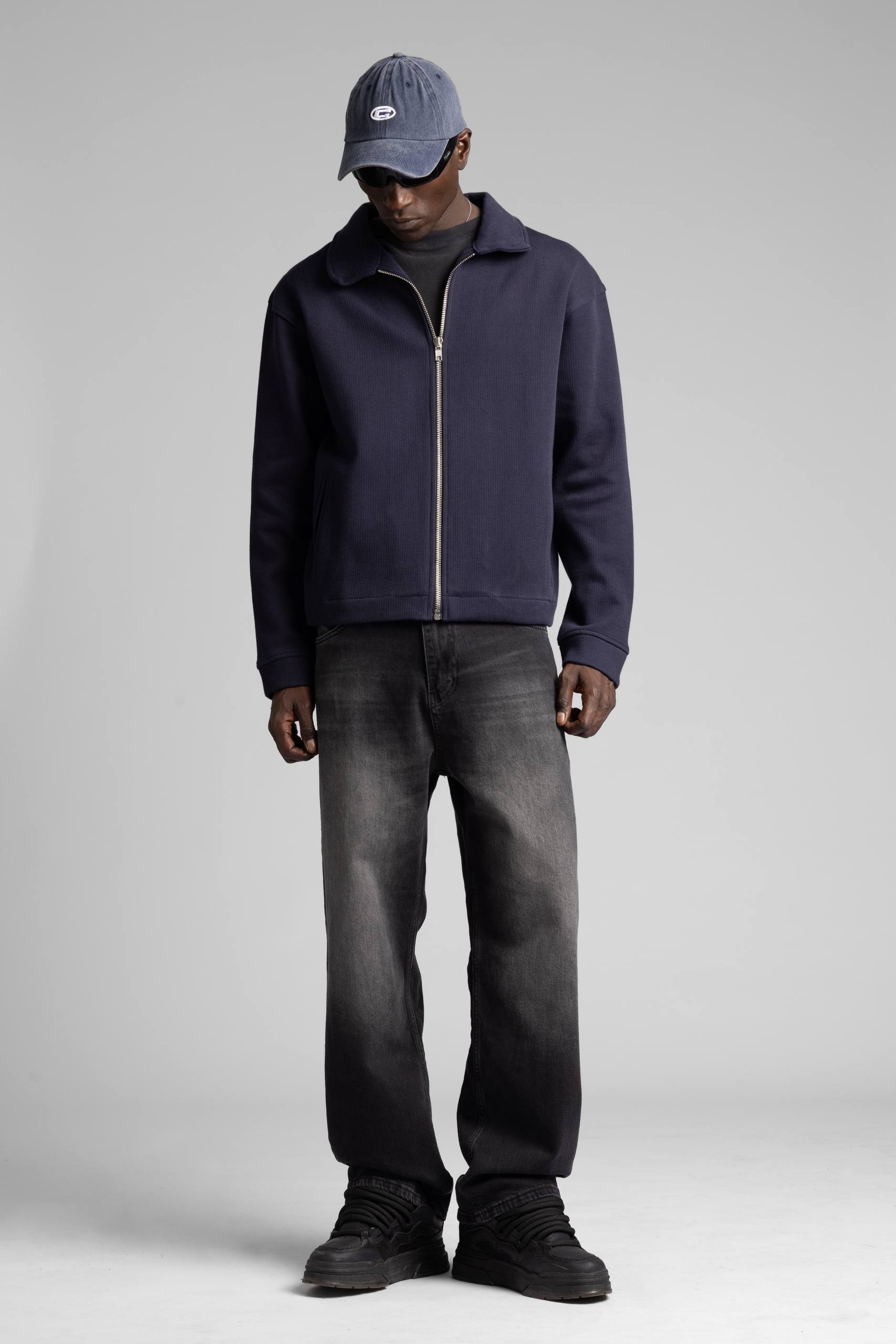 Wholesale Men's Navy Zip Sweatshirt  1503FW27-MRT-4627
