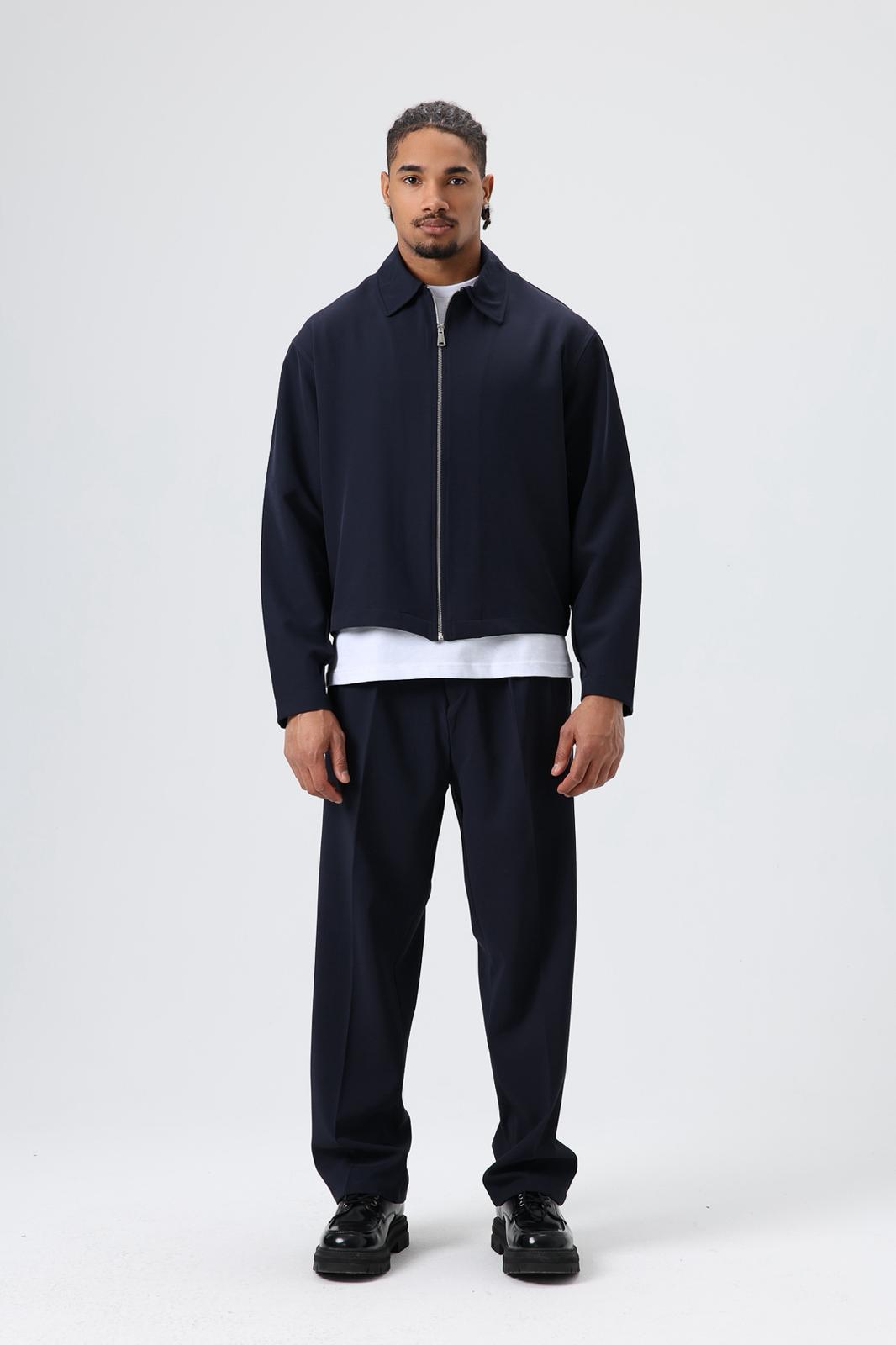 Wholesale Men's Navy Zip-Up Jacket 1605W26-E1006