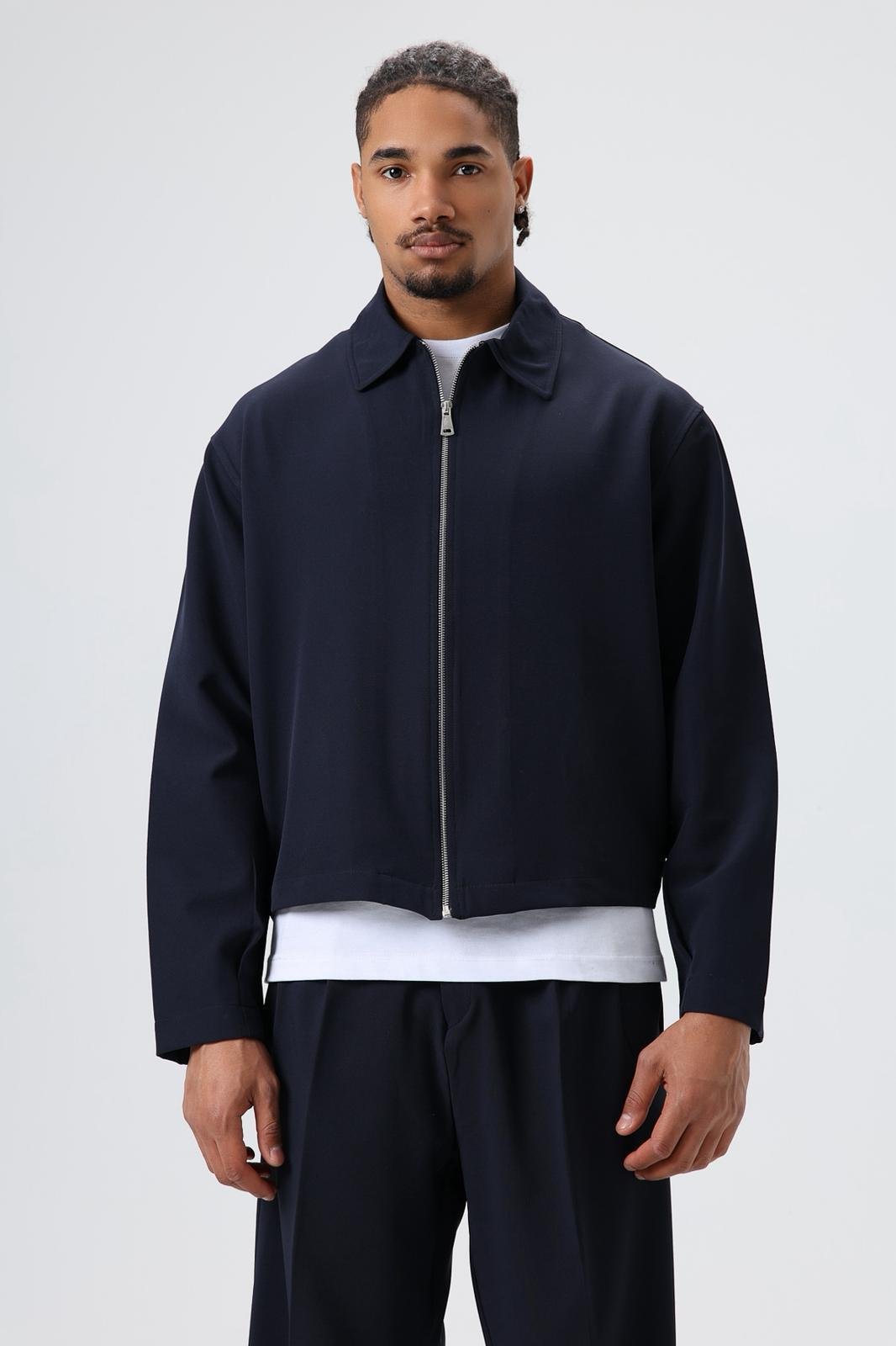 Wholesale Men's Navy Zip-Up Jacket 1605W26-E1006