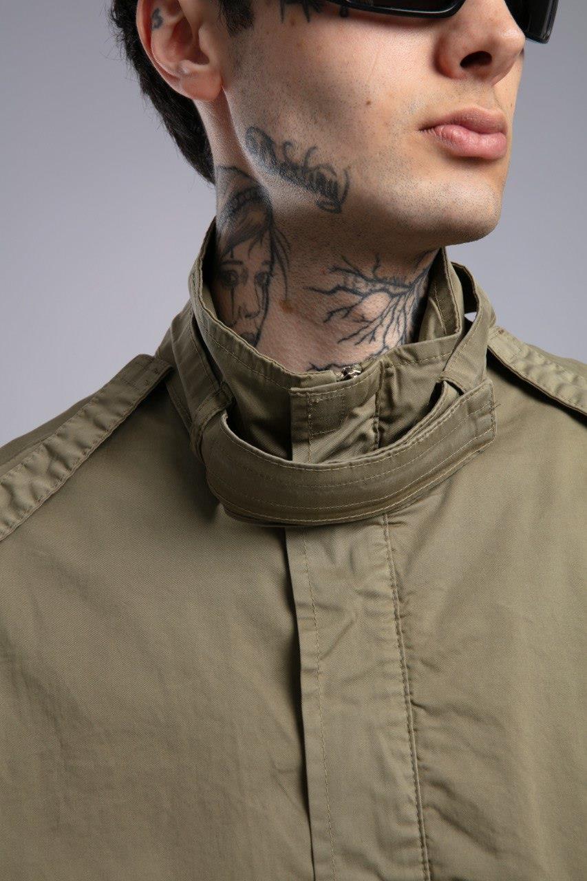 Wholesale Men's Olive Detailed Jacket 1503W26-4606