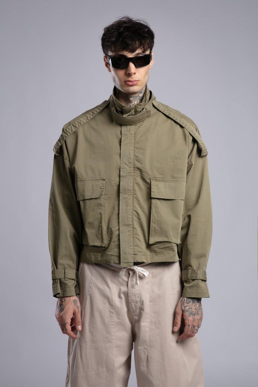 Wholesale Men's Olive Detailed Jacket 1503W26-4606