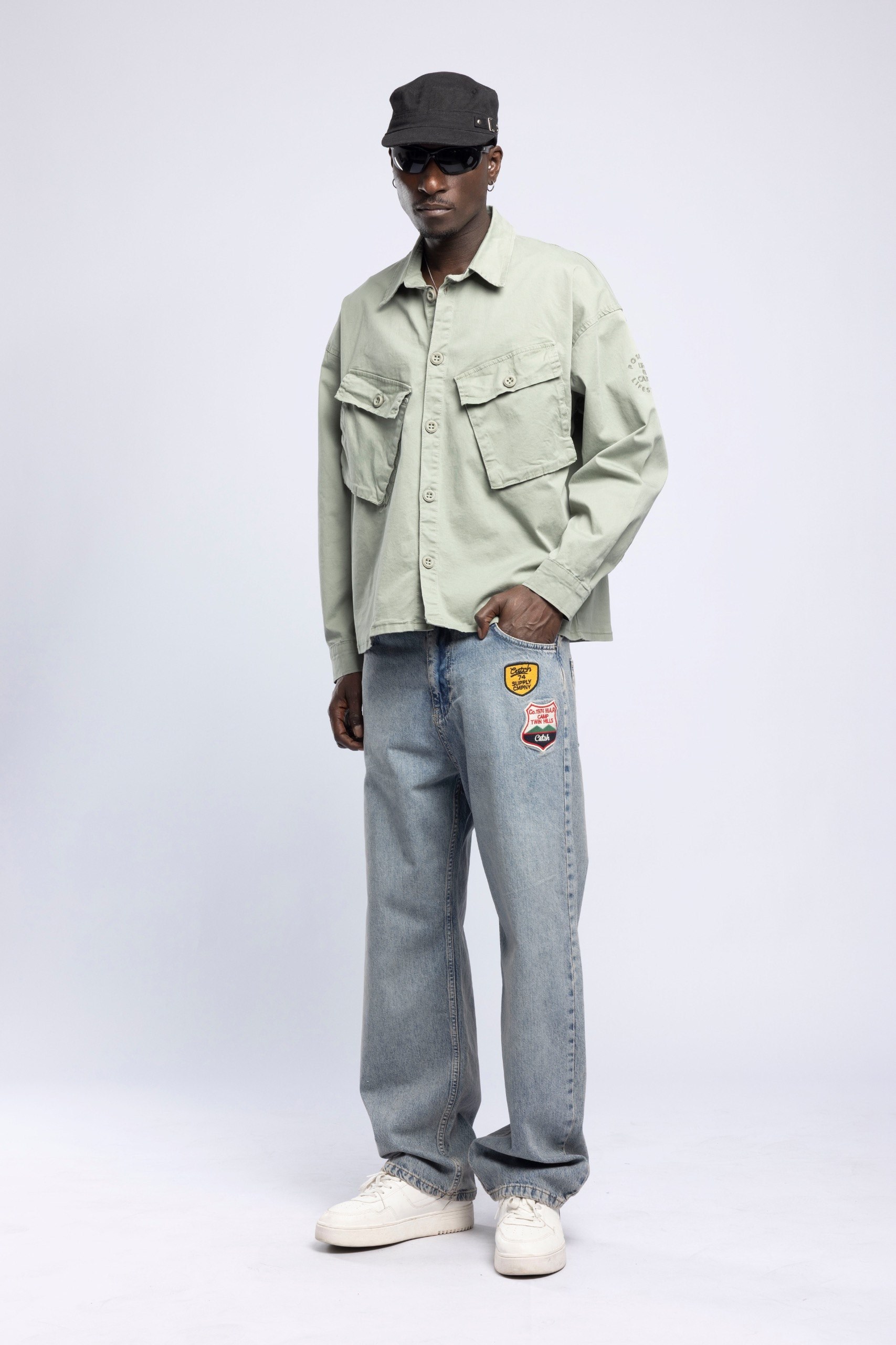 Wholesale Men's Olive Printed Shirt  1503FW27-1790-3