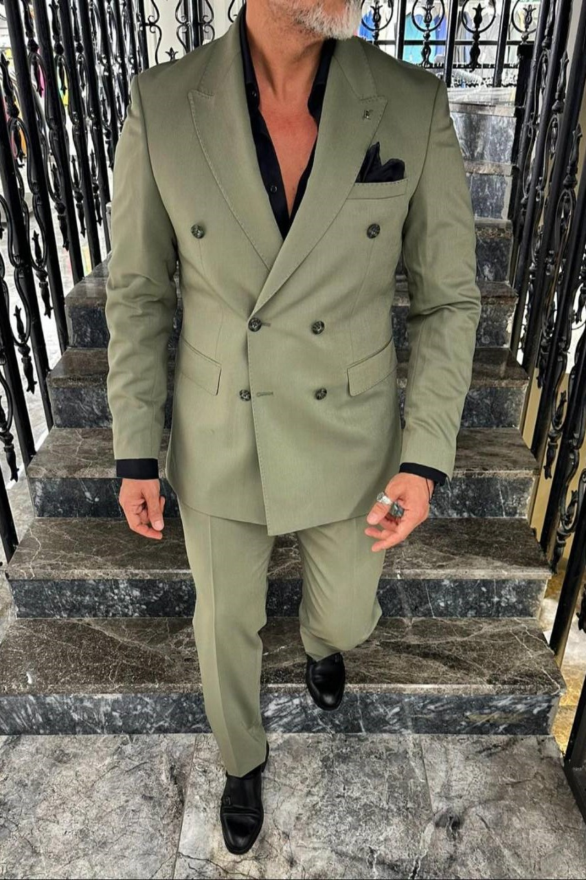 Wholesale Men's Olive Two-Piece Suit 1702W26-5627