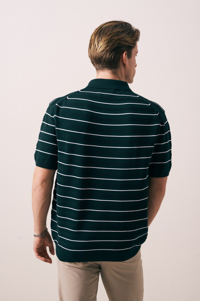 Wholesale Men's Petrol Knit Polo Shirt 1609W26-66617 