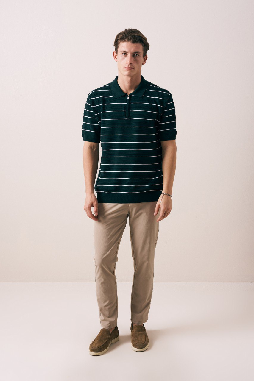 Wholesale Men's Petrol Knit Polo Shirt 1609W26-66617 