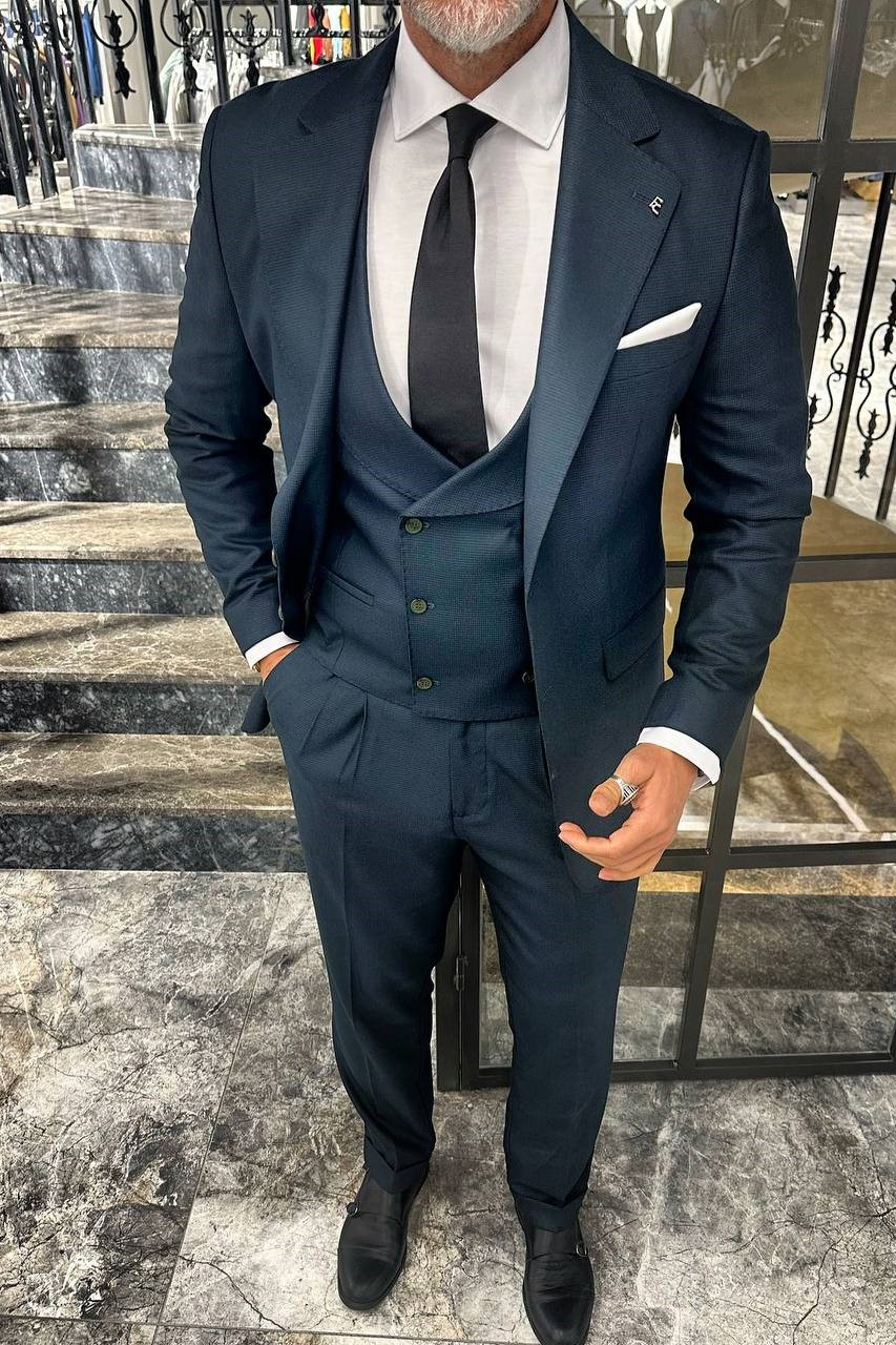 Wholesale Men's Petrol Three-Piece Suit 1702W26-0502