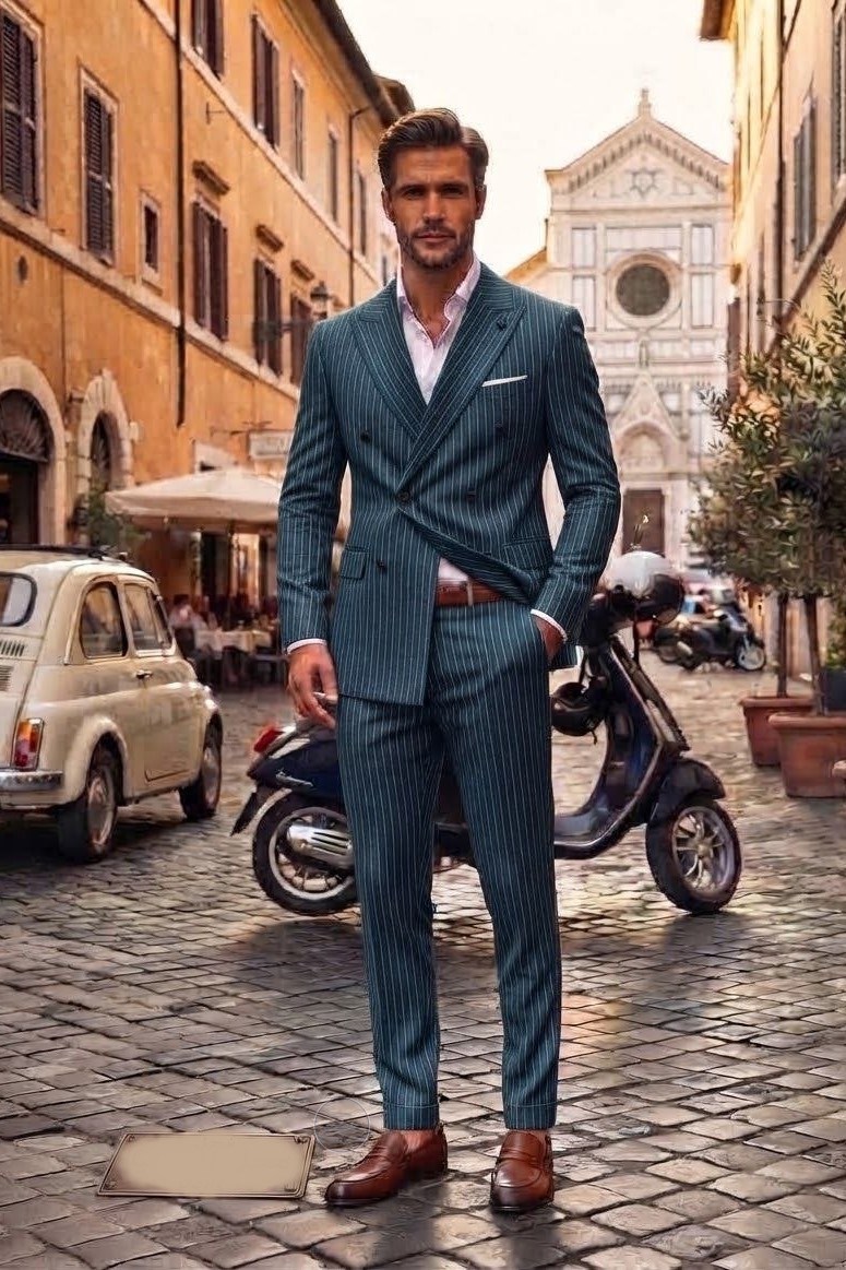 Wholesale Men's Petrol Two-Piece Suit 1701-137
