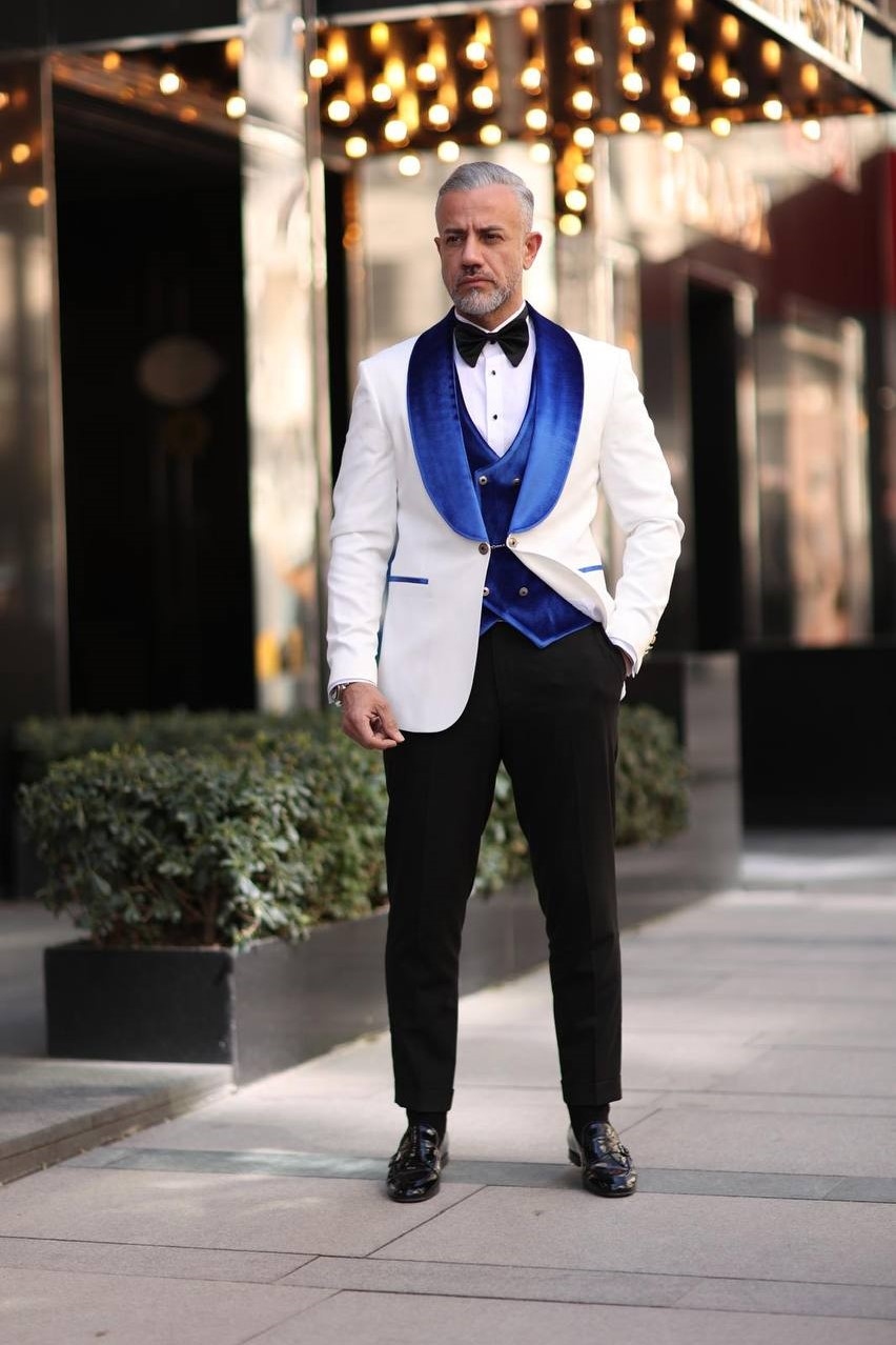 Wholesale Men's Sax Blue Three-Piece Suit 1702W26-0501