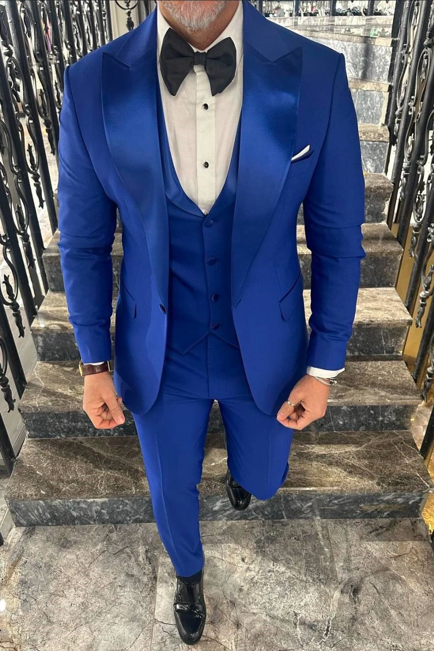 Wholesale Men's Sax Blue Three-Piece Suit 1702W26-0503