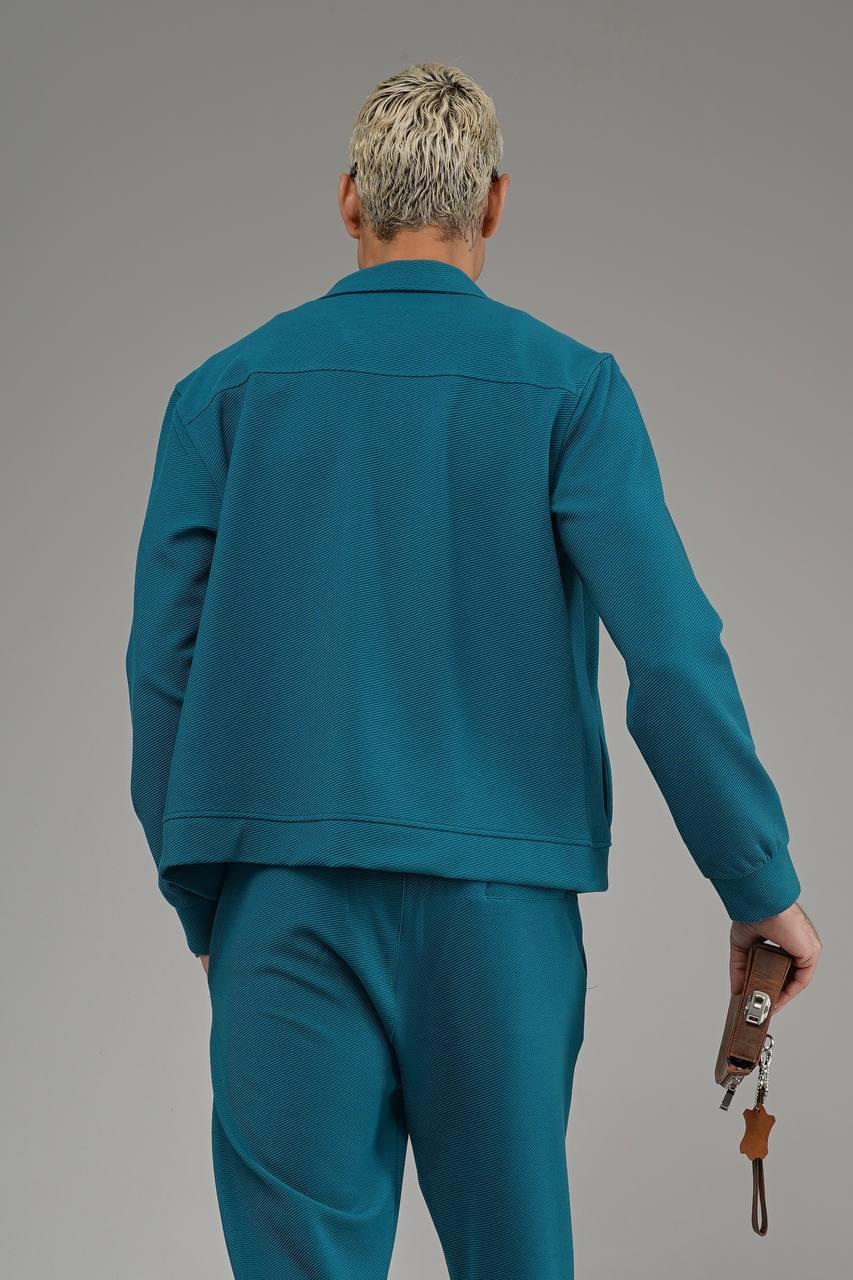 Wholesale Men's Sea Blue Oversize Tracksuit 1690W26-135.