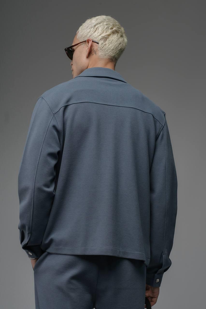 Wholesale Men's Shadow Blue Zip-Up Suit  1690W26-112