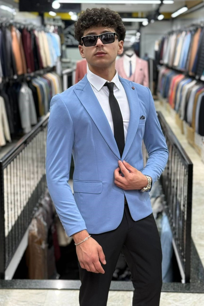 Wholesale Men's Sky Blue Blazer Jacket 1701W26-068