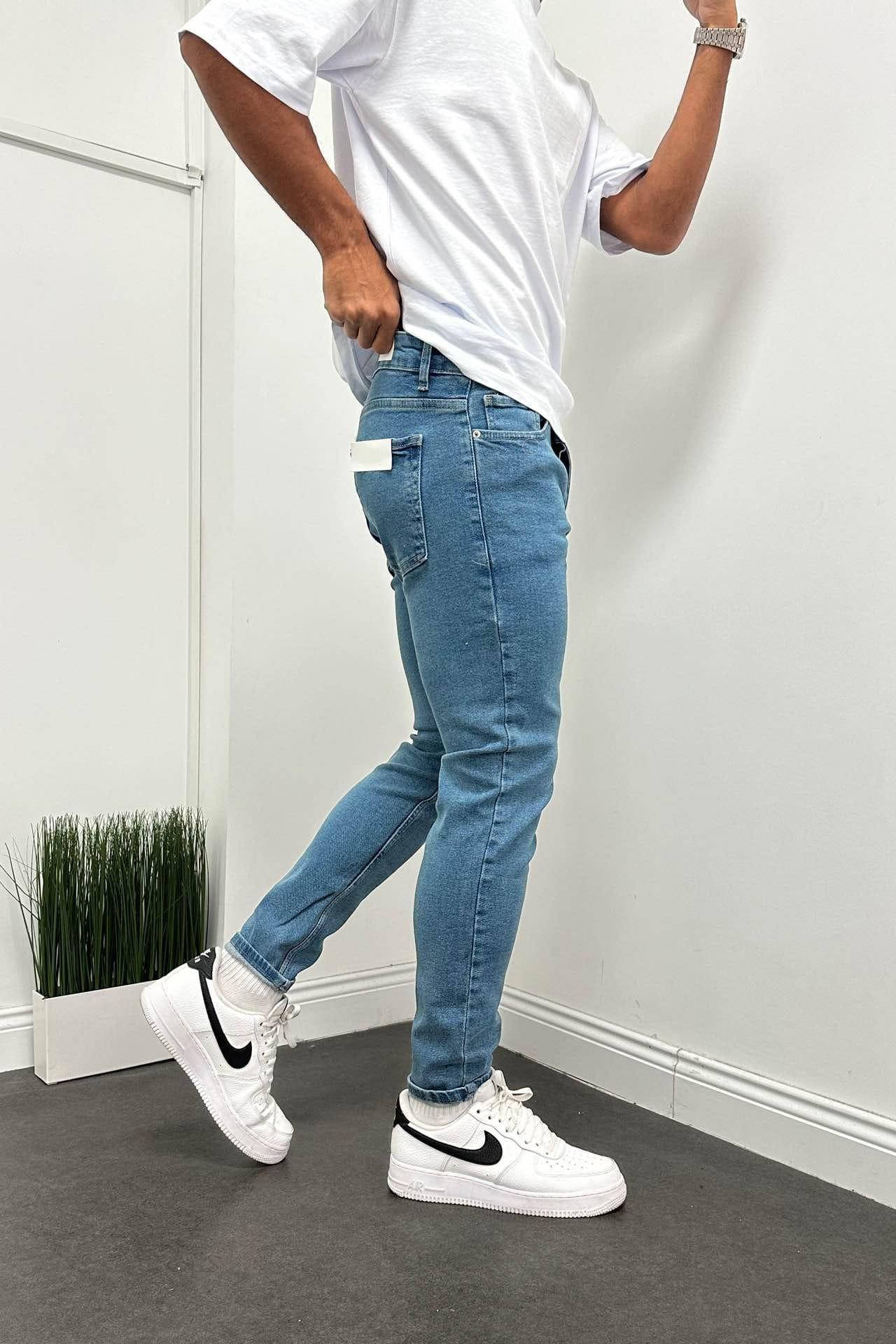 Wholesale Men's Sky Blue Slim Fit Jeans 1504W26-PNT2481
