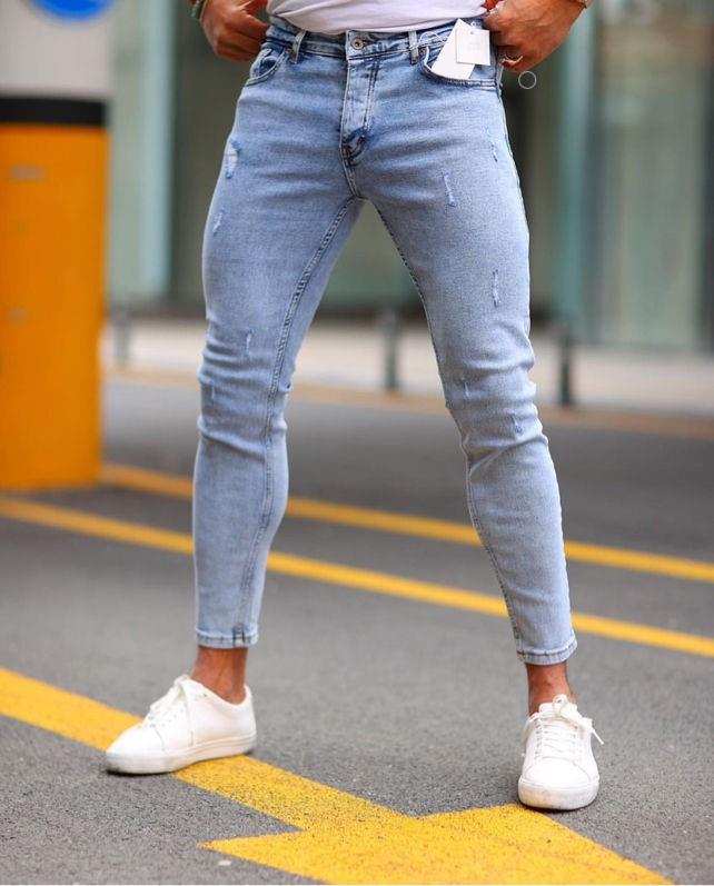 Wholesale Men's Sky Blue Slim Fit Jeans 1504W26-PNT2341