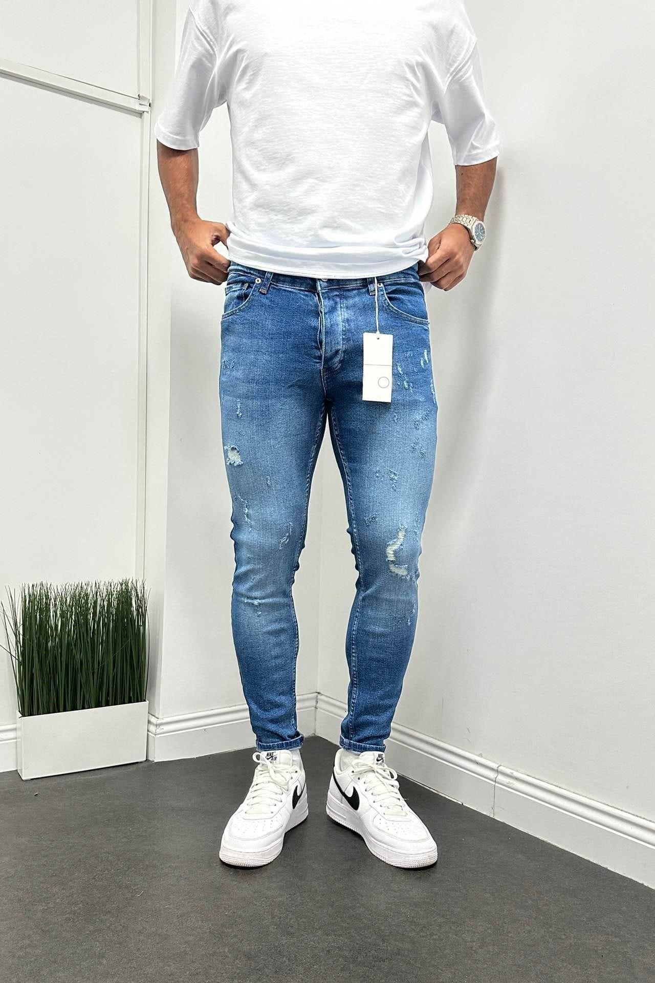 Wholesale Men's Sky Blue Slim Fit Jeans 1504W26-PNT178