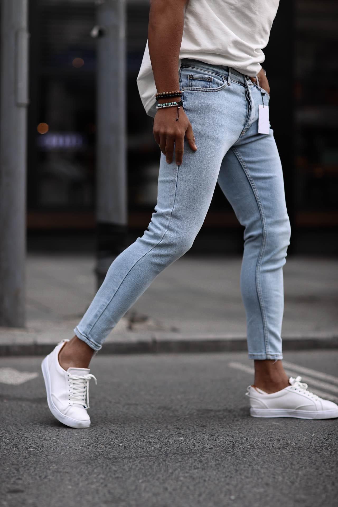 Wholesale Men's Sky Blue Slim Fit Jeans 1504W26-PNT2472