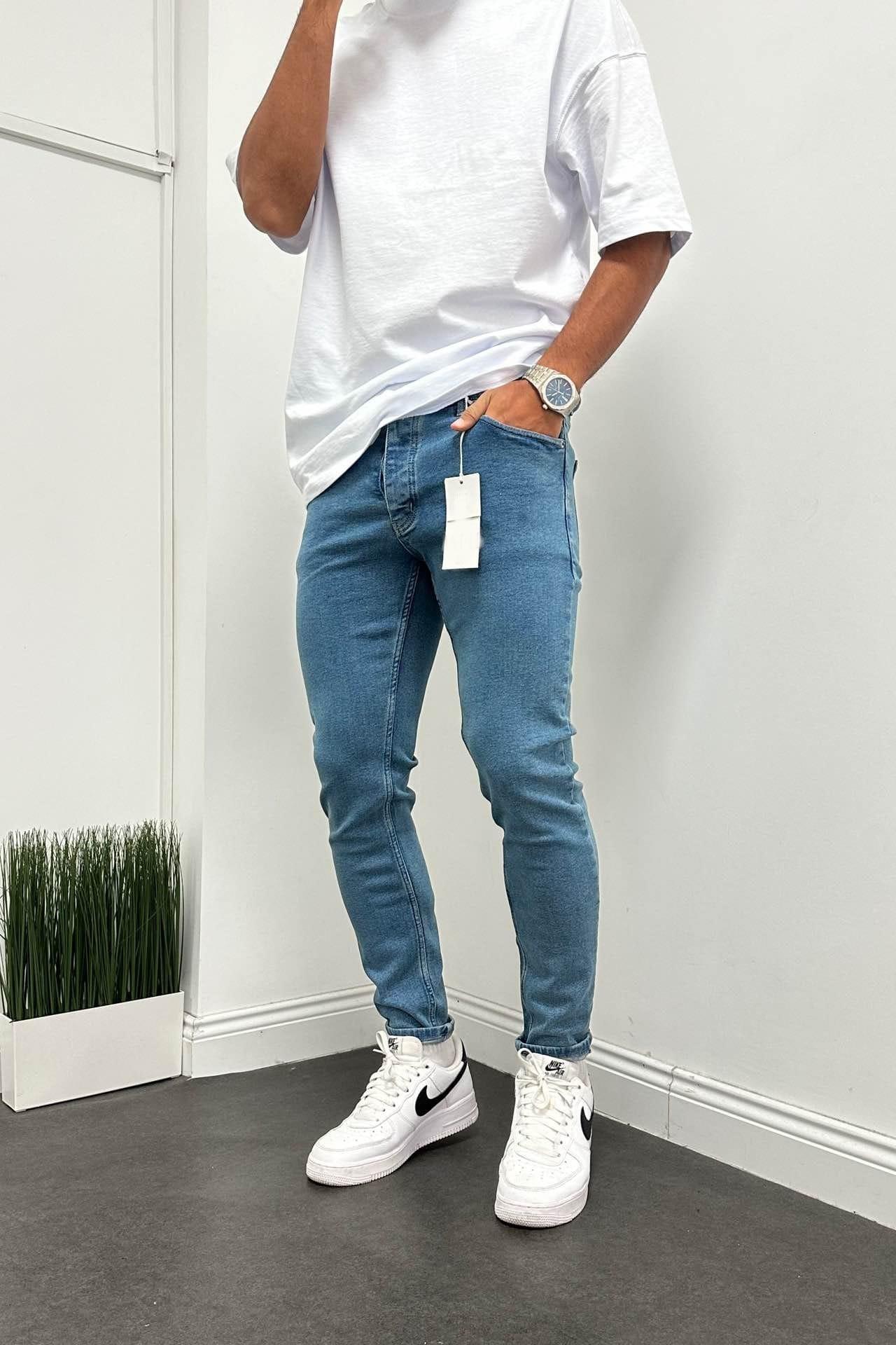 Wholesale Men's Sky Blue Slim Fit Jeans 1504W26-PNT2481