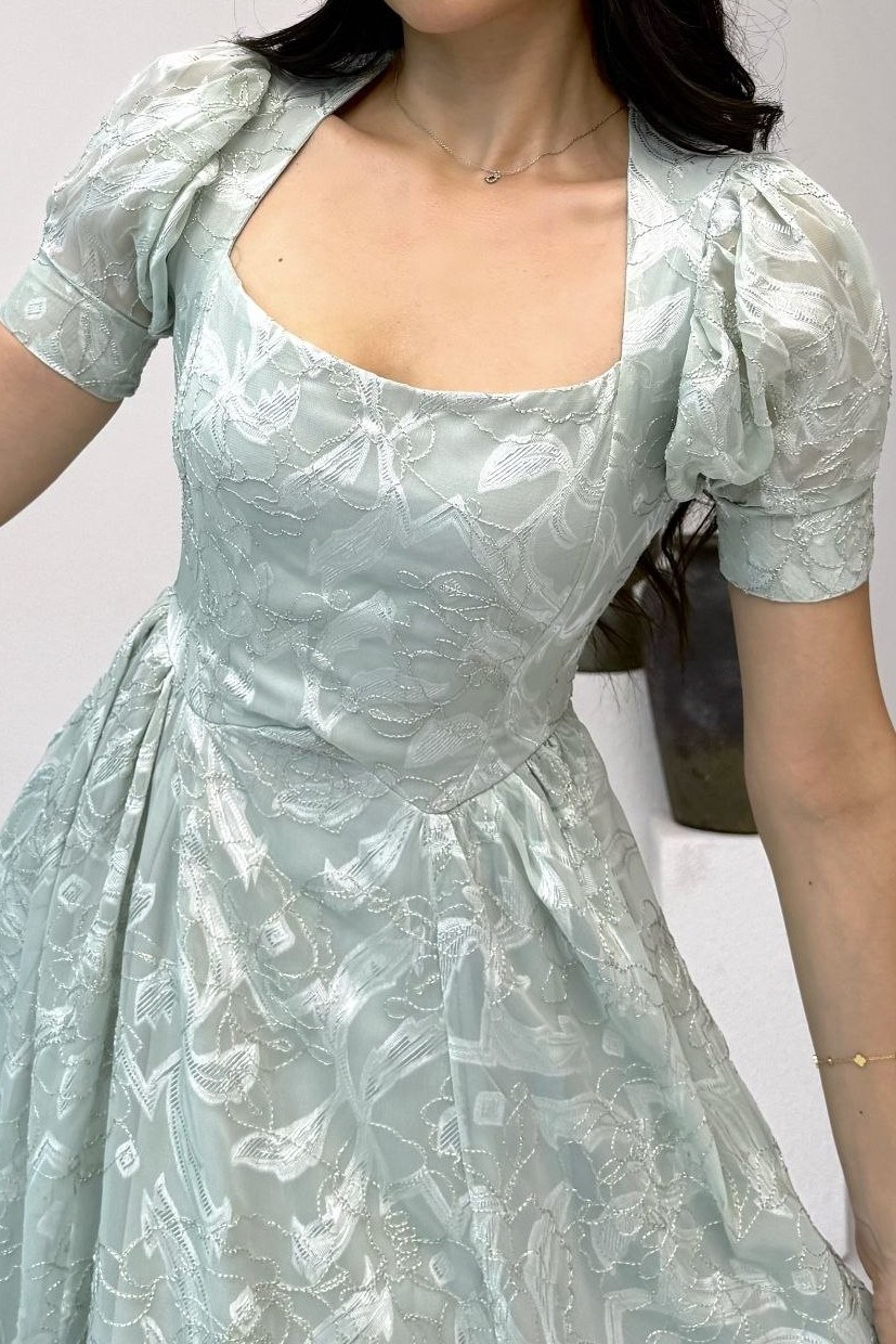 Wholesale Mint Tulle Maxi Dress 0034-3175