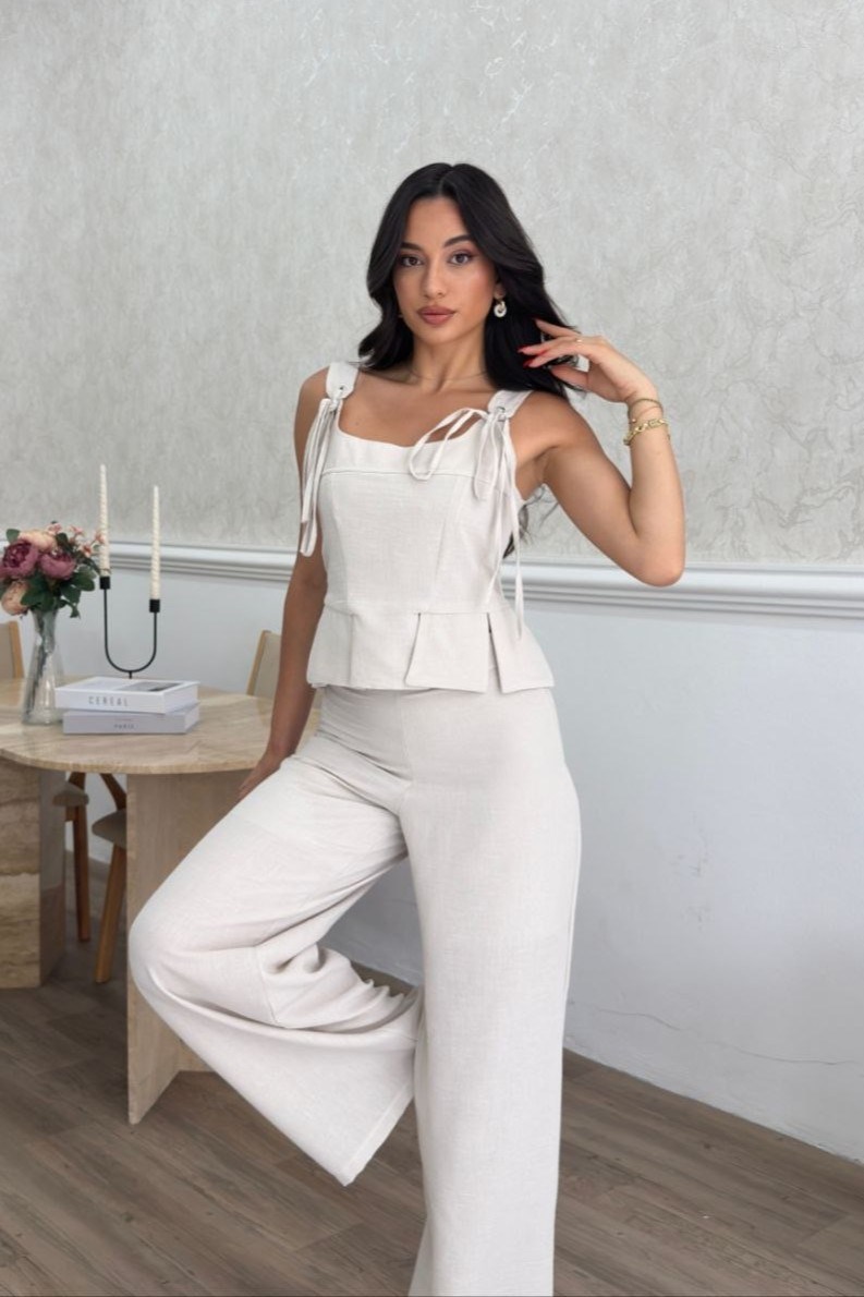 Wholesale Stone Linen Two-Piece Set 0034-3171