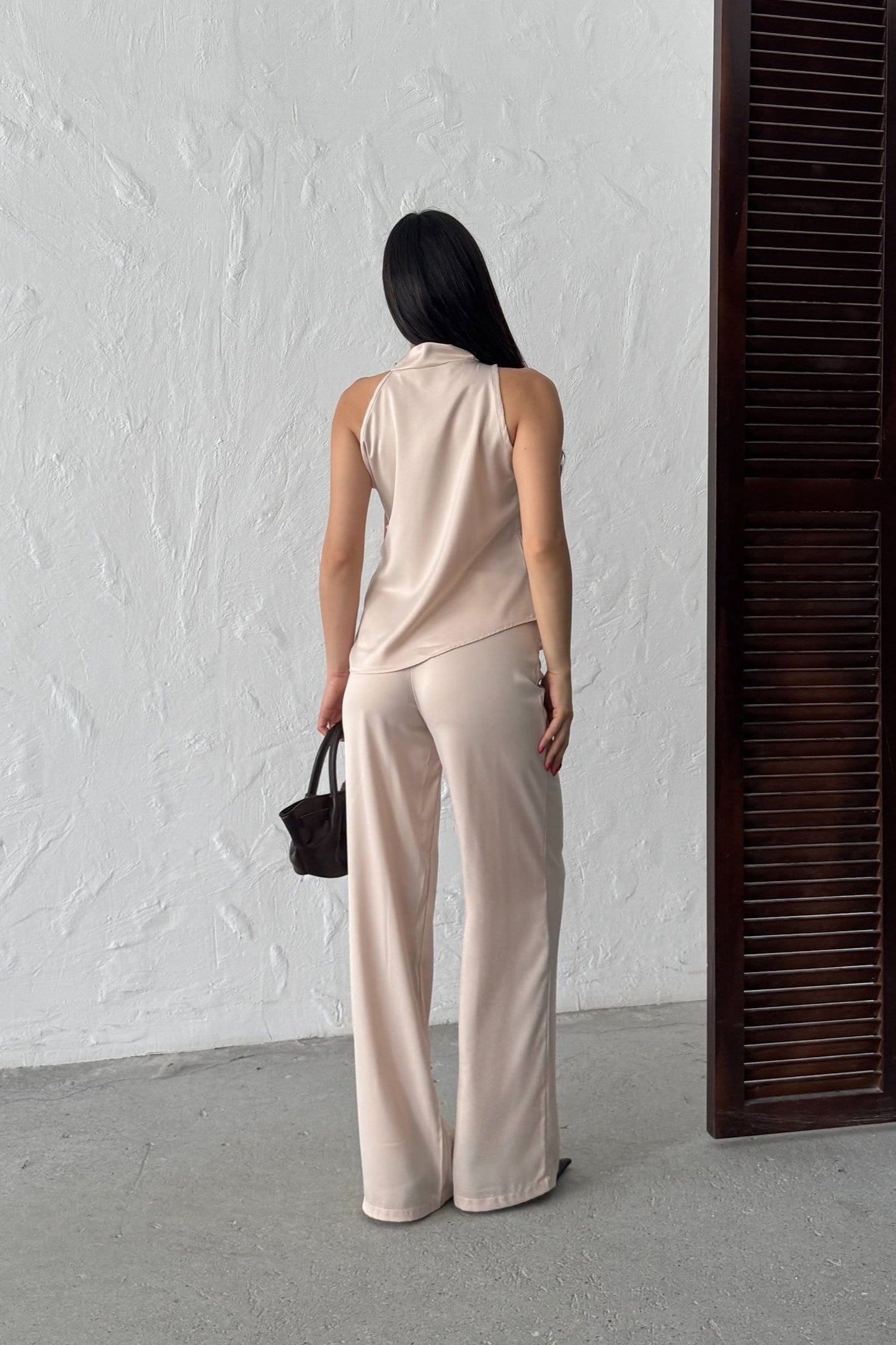 Wholesale Stone Satin Trousers 0034-3150