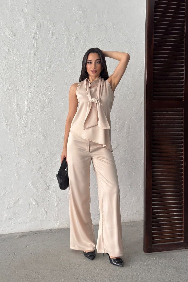 Wholesale Stone Satin Two-Piece Set 0034-3162
