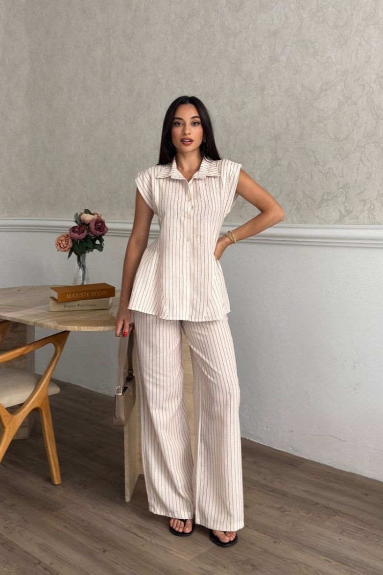 Wholesale Stone Striped Two-Piece Set 0034-3174