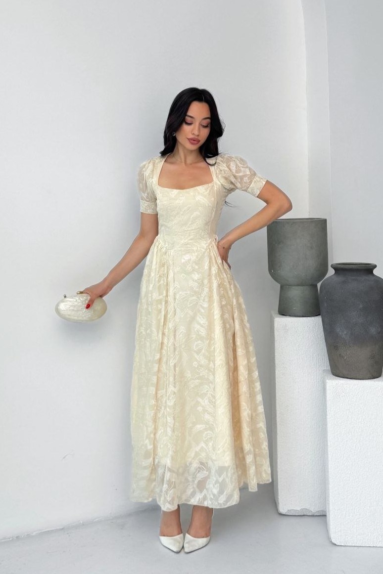 Wholesale Stone Tulle Maxi Dress 0034-3175