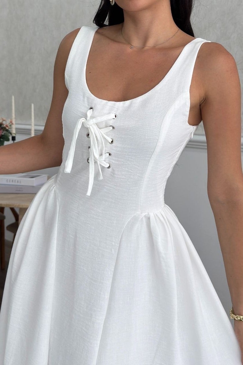 Wholesale White Strappy Maxi Dress 0034-3173