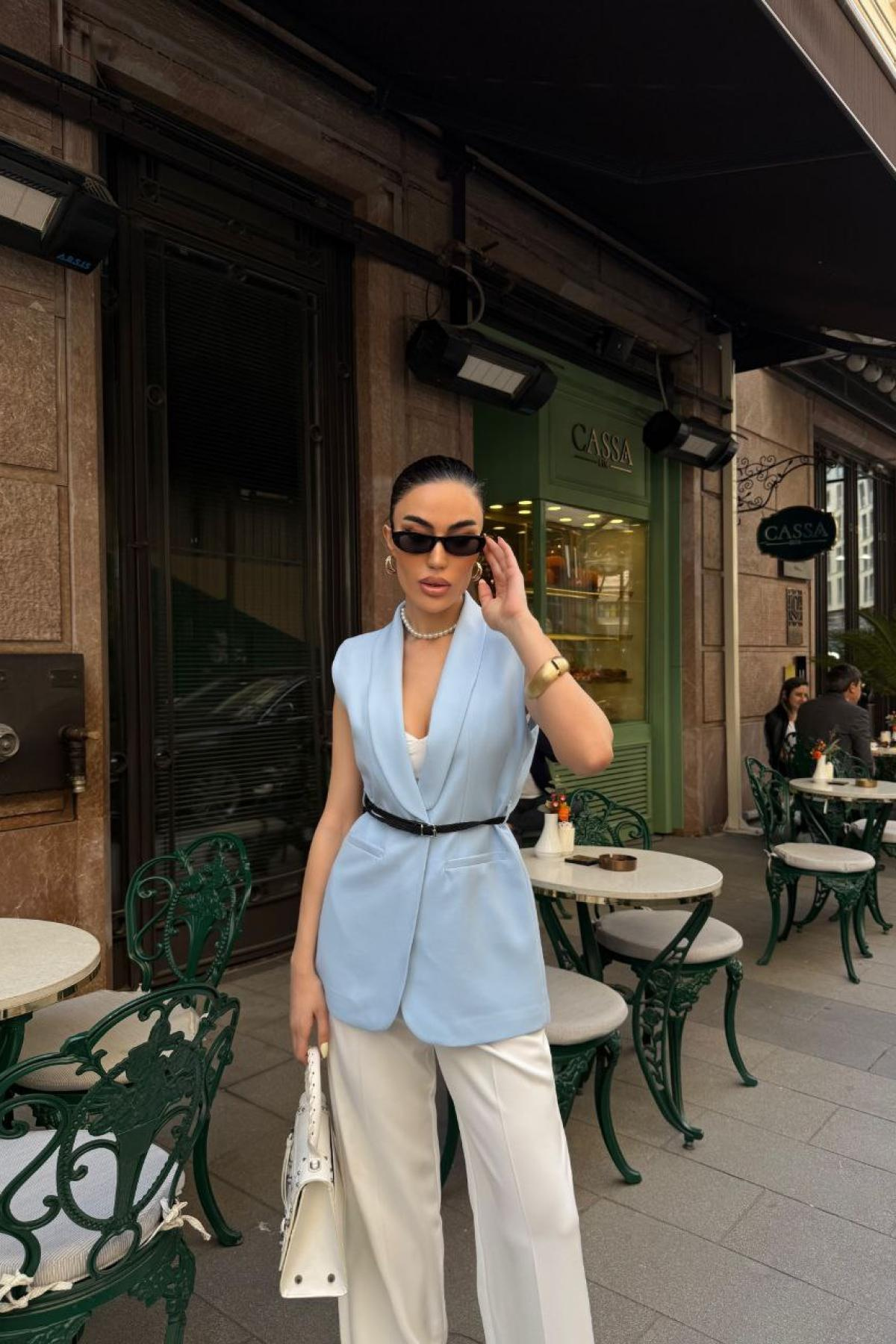 Wholesale Women Ice Blue  Vest 737314