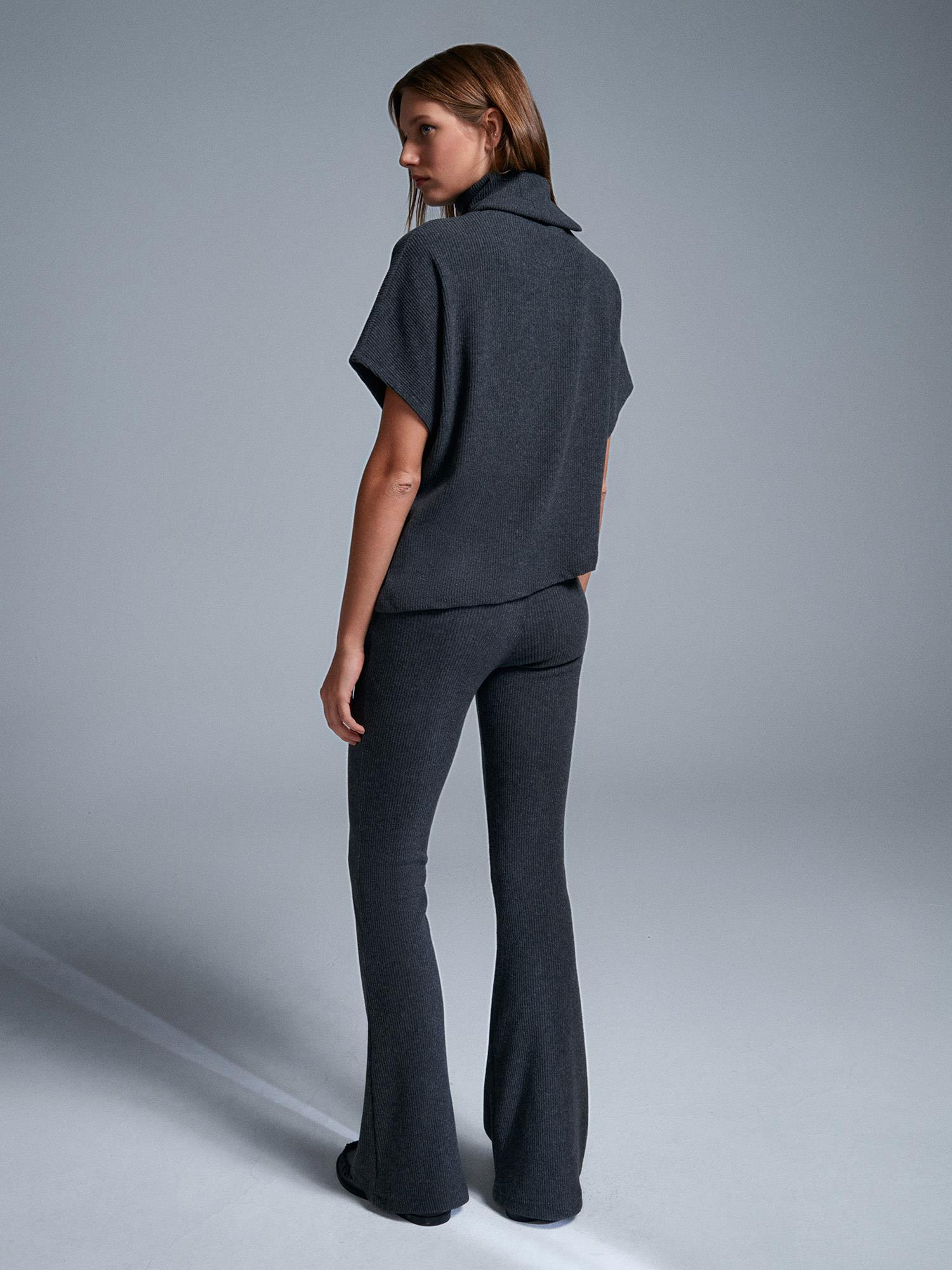 Wholesale Women's Anthracite High Waist Knitted Trousers 0431W26-71910