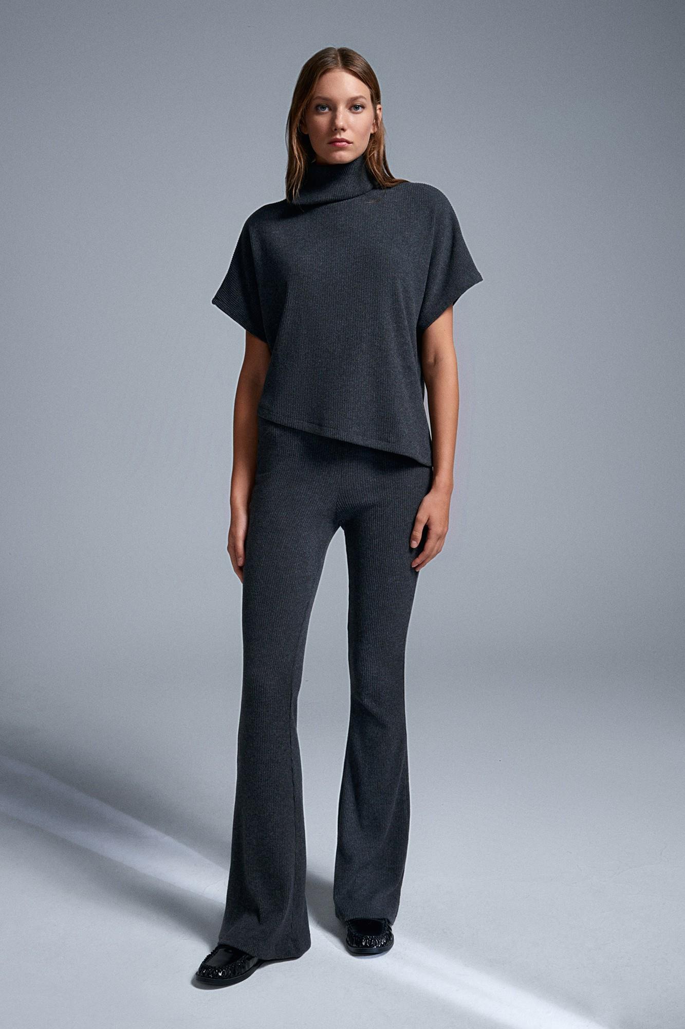 Wholesale Women's Anthracite High Waist Knitted Trousers 0431W26-71910