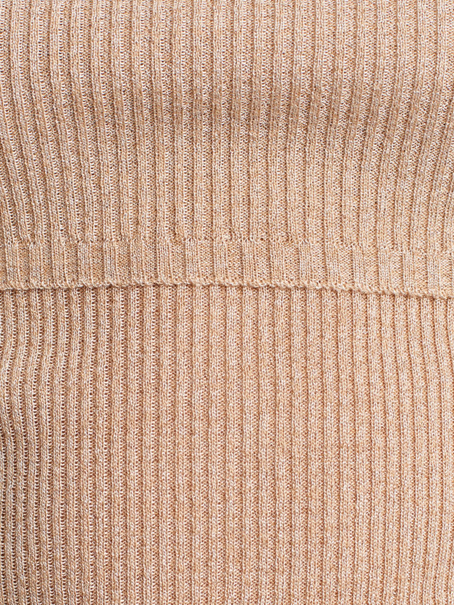 Wholesale Women's Beige Lurex Ribbed Knit Sweater with Carmen Collar 0431W26-10808