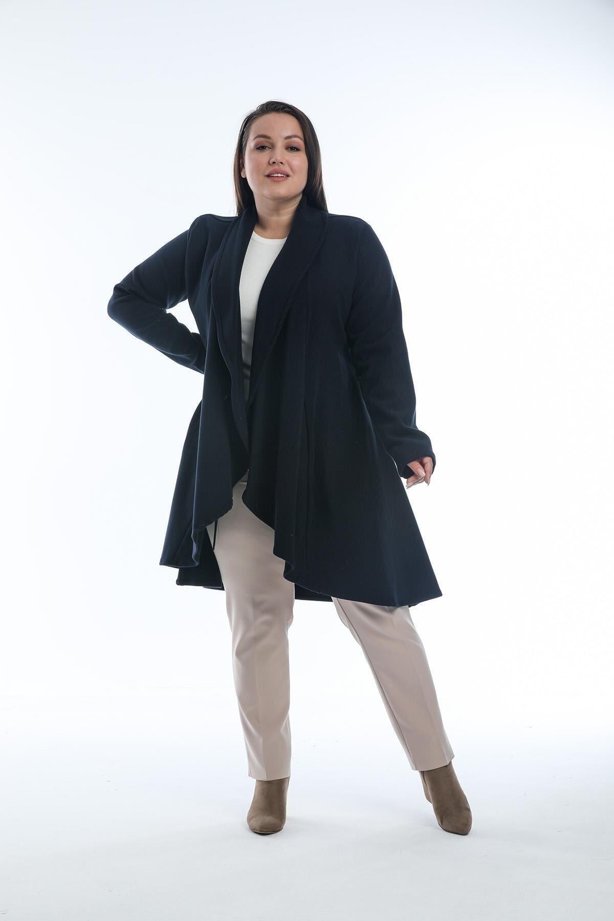 Wholesale Women's Big Size Navy Unlined Coat