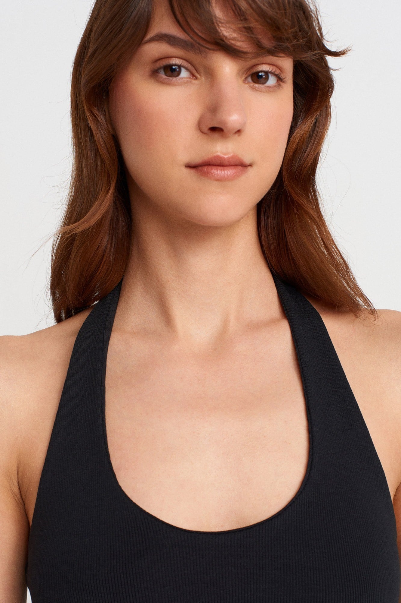 Wholesale Women's Black Cotton Halter Top 0431-21052
