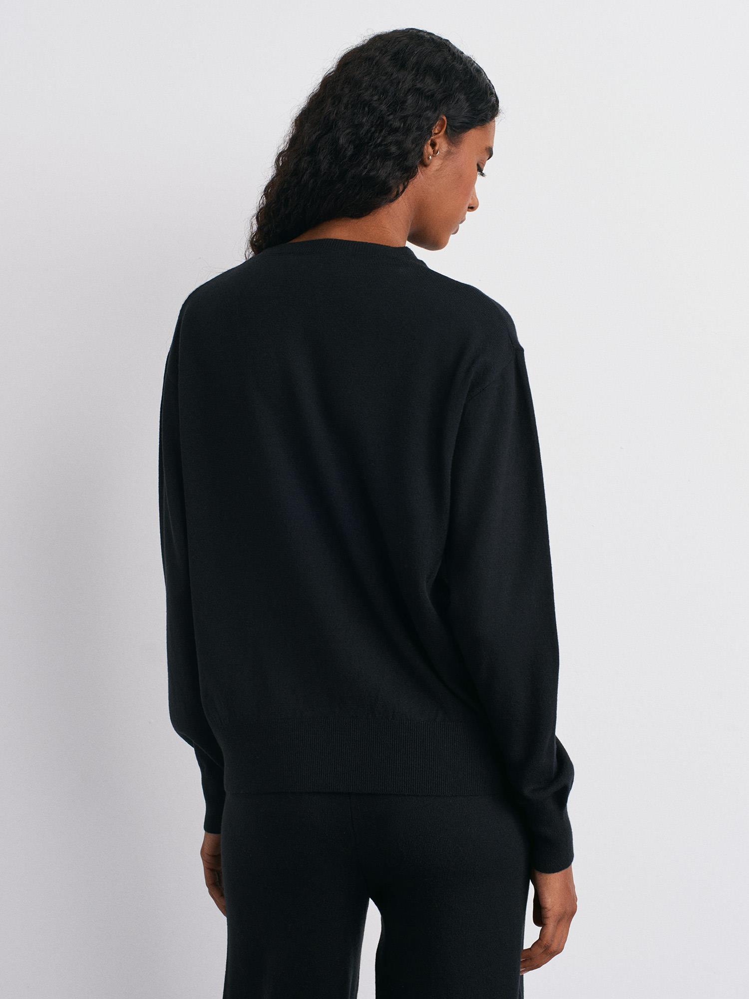 Wholesale Women's Black Crew-Neck Woolen Basic Knit Sweater 0431-10633