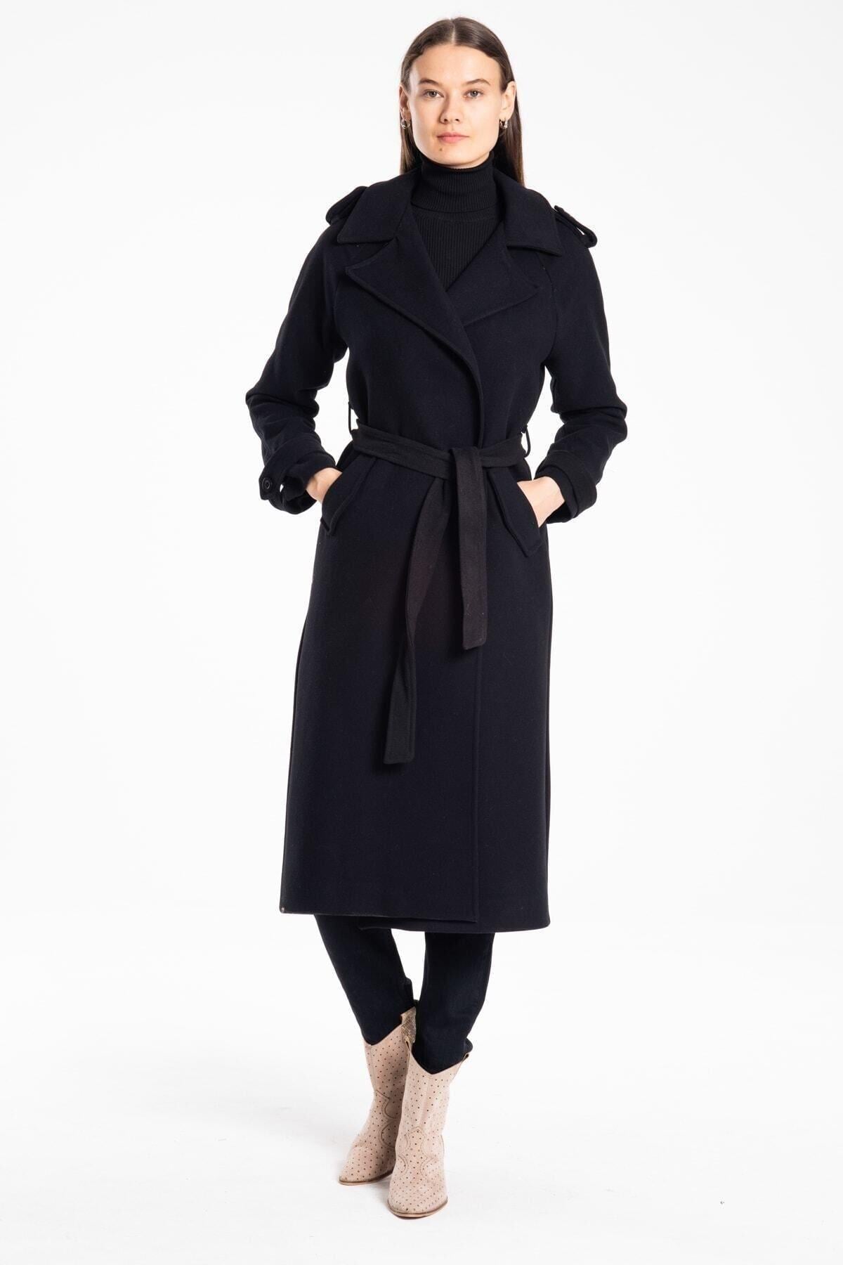 Wholesale Women's Black Epaulette Coat
