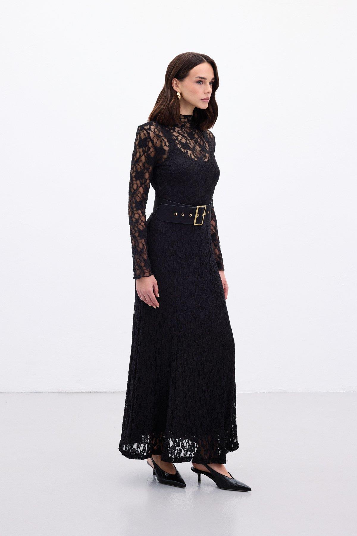Wholesale Women's Black Lace Maxi Skirt 0033-2106-4103