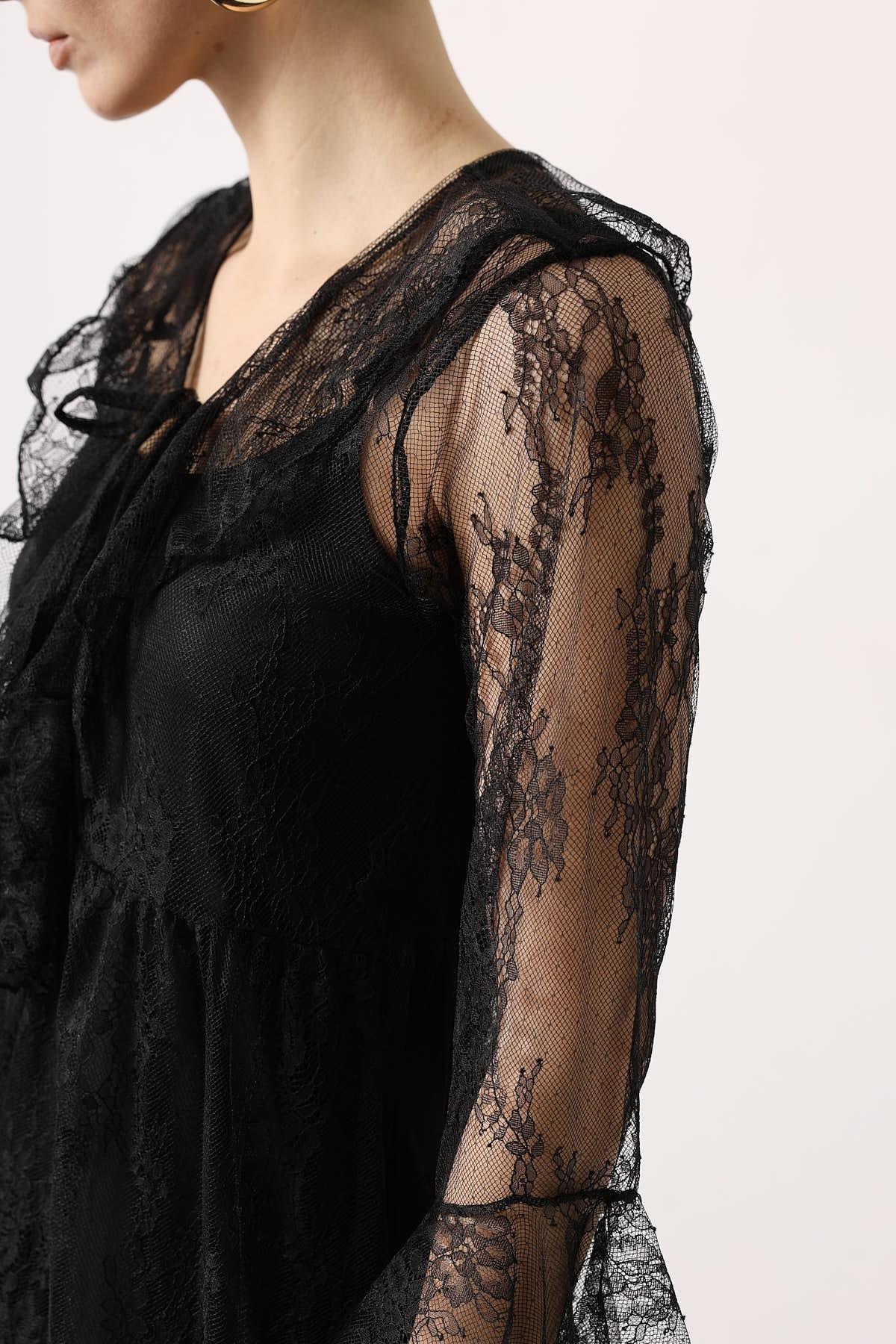 Wholesale Women's Black Lace Mini Dress 0061-35530