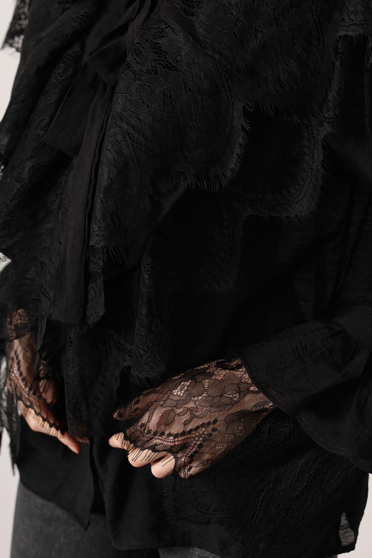 Wholesale Women's Black Lace Shirt 0061-34512